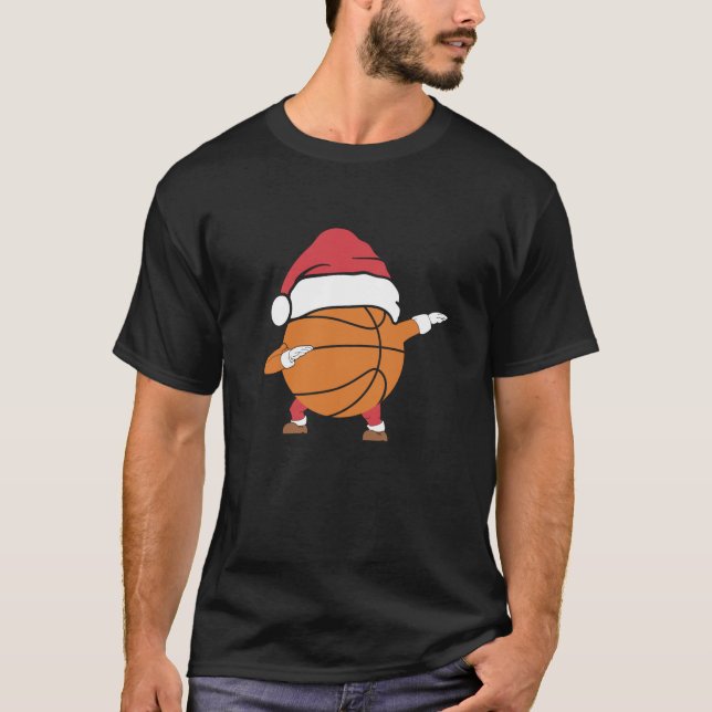 Julafton Santa Basketball Santa Sports Hat Boll Ki T Shirt (Framsida)