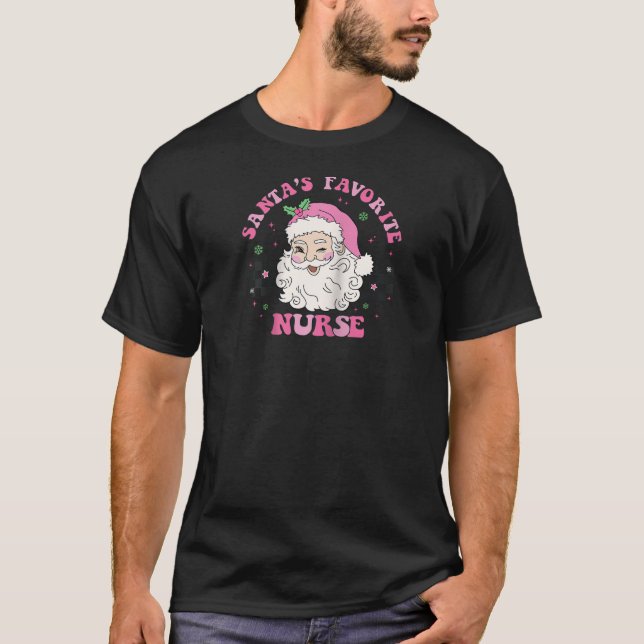 Julafton Santa Funny Nurse Nursing Retro Rosa Chri T Shirt (Framsida)
