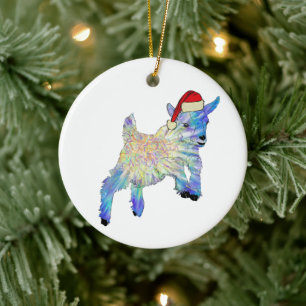 Julafton Santa Goat jul Baby djur Humor Julgransprydnad Keramik