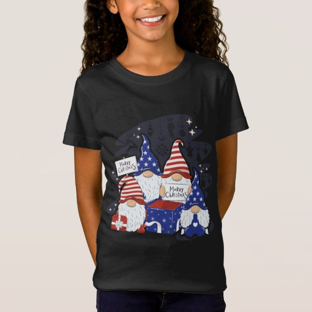 Julafton Santa Hat American God jul Gnomes T Shirt (Framsida)