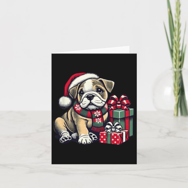 Julafton Santa Hat English Bulldog 1 Kort (Framsida)