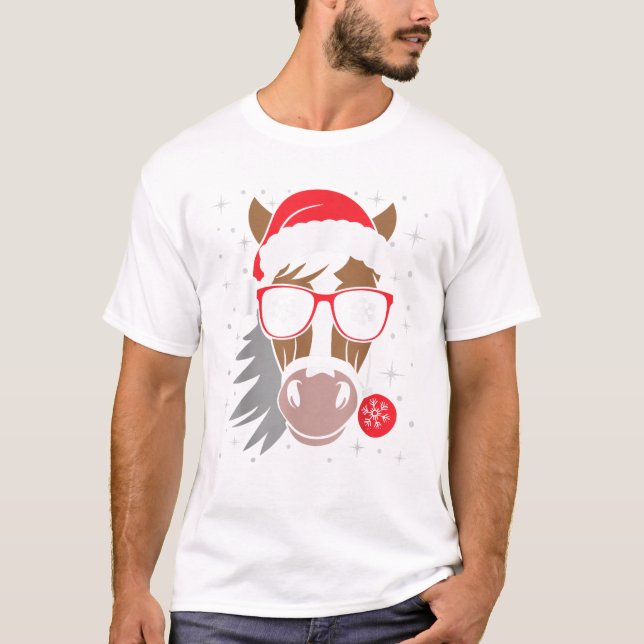  Julafton Santa Hat Equestrian Christm T Shirt (Framsida)