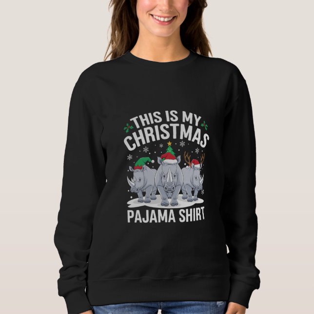 Julafton Santa Hat Reindeer Rhino jul Pajama T Shirt (Framsida)