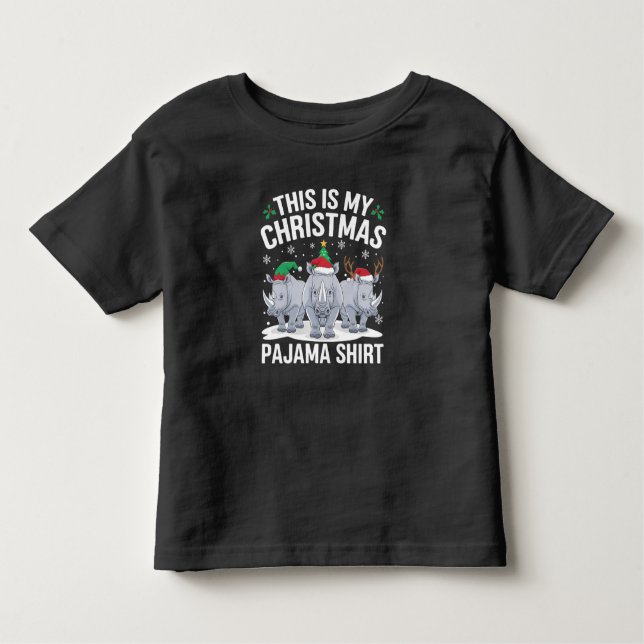 Julafton Santa Hat Reindeer Rhino jul Pajama T Shirt (Framsida)