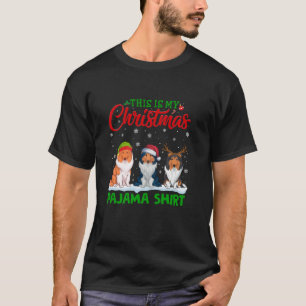 Julafton Santa Hat Reindeer Rough Collie Hund jul T Shirt