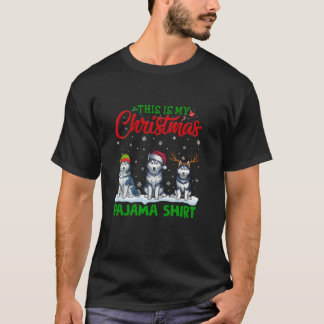 Julafton Santa Hat Reindeer Siberian husky Hund Ch T Shirt