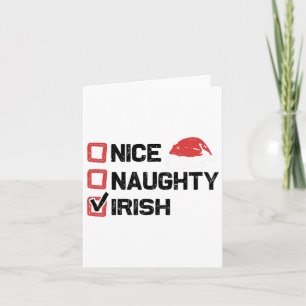 Julafton Santa Nice Naughty Irish Jul List Kort
