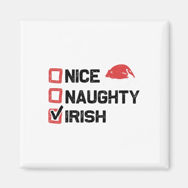 Julafton Santa Nice Naughty Irish Jul List Magnet (Framsidan)