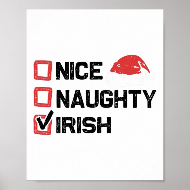 Julafton Santa Nice Naughty Irish Jul List Poster (Framsidan)