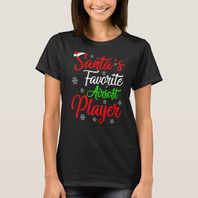 Julafton Santa S Favorite Airsoft Player jul T Shirt (Framsida)