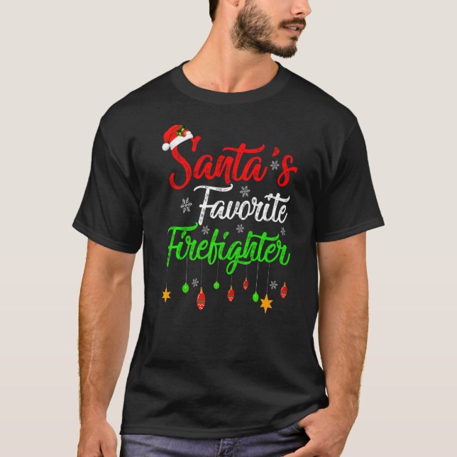 Julafton Santa S Favorite Firefighter jul T Shirt (Framsida)