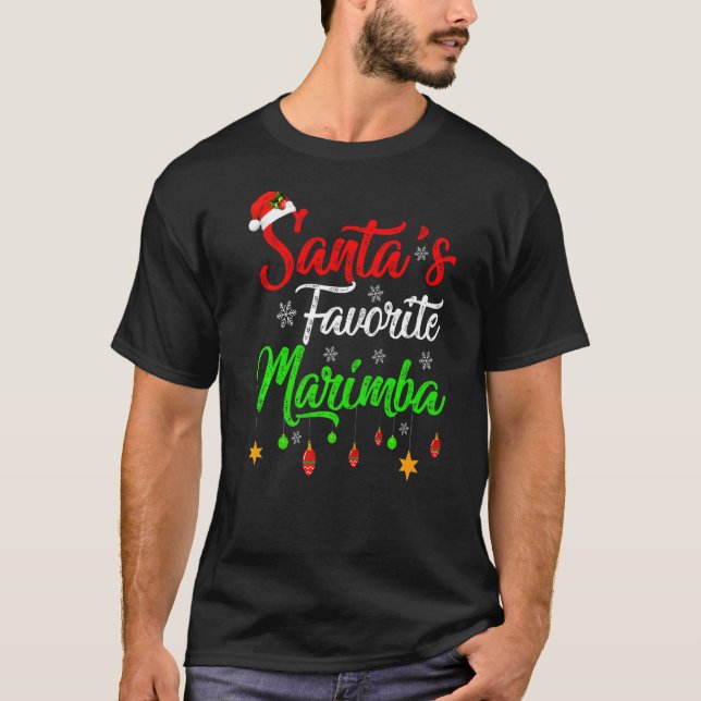 Julafton Santa S Favorite Marimba jul T Shirt (Framsida)