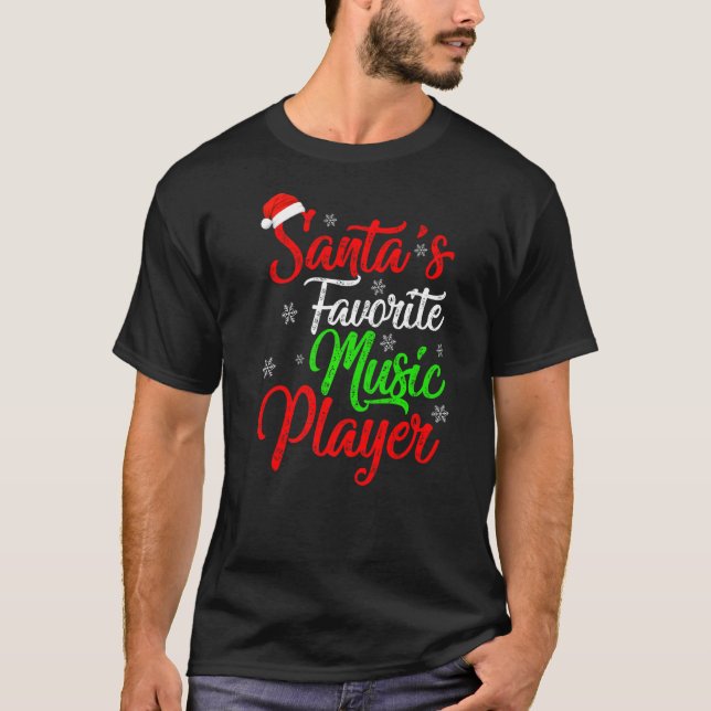 Julafton Santa S Favorite Music Player jul T Shirt (Framsida)