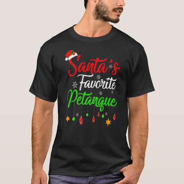 Julafton Santa S Favorite Petanque jul T Shirt (Framsida)