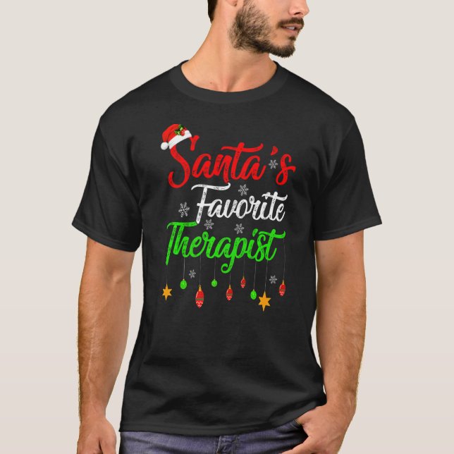 Julafton Santa S Favorite Therapist jul T Shirt (Framsida)