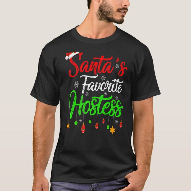 Julafton Santa S Favorite Värdinna jul T Shirt (Framsida)