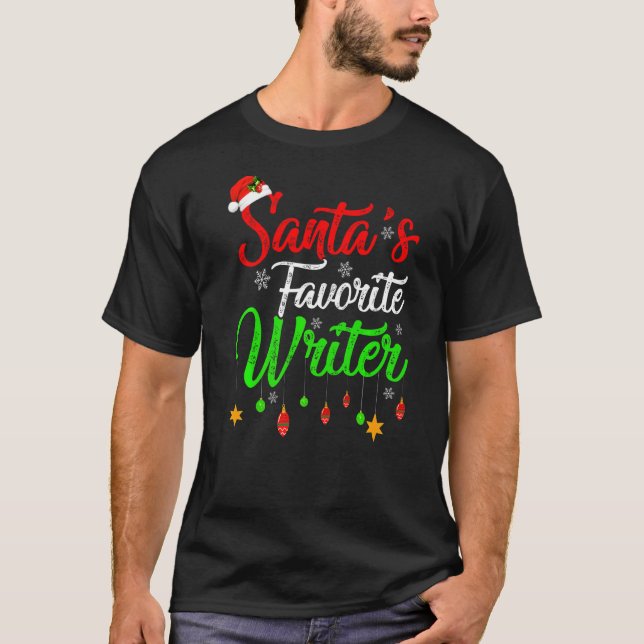 Julafton Santa S Favorite Writer jul T Shirt (Framsida)