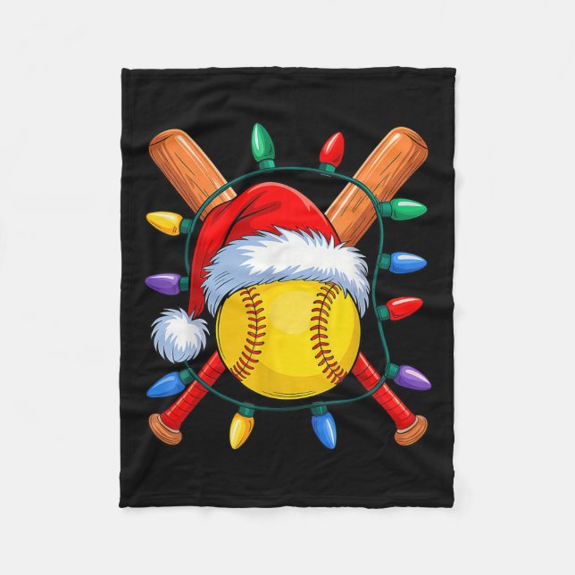 Julafton Santa Softball Santa Srts Hat Manar Women Fleecefilt (Framsidan)