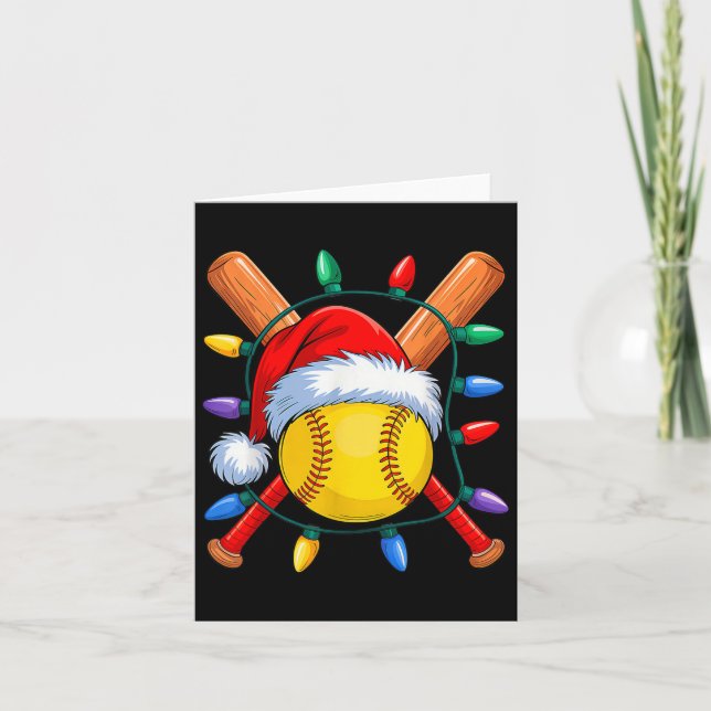 Julafton Santa Softball Santa Srts Hat Manar Women Kort (Framsida)