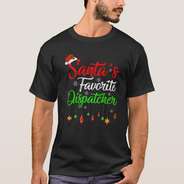 Julafton Santa's Favorite Dispatcher jul T Shirt (Framsida)