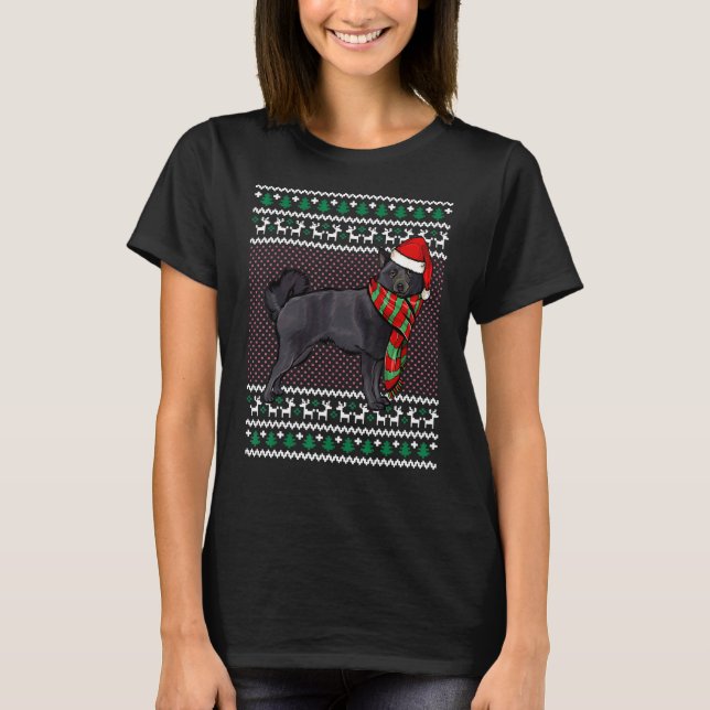 Julafton Schipperke Hund Santa Hat Ugly jul T Shirt (Framsida)