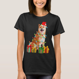 Julafton Shiba Inu Hund jul Ljus Puppy T Shirt