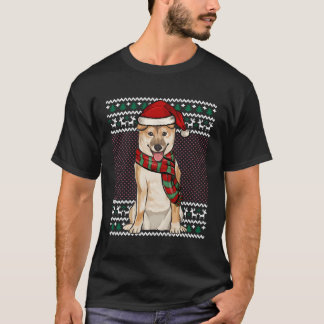 Julafton Shiba Inu Hund Santa Hat Ugly jul T Shirt