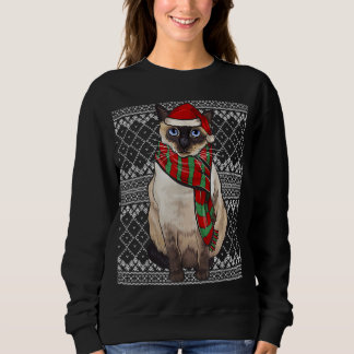 Julafton Siamese Cat Jultomten Hat Ugly jul T Shirt