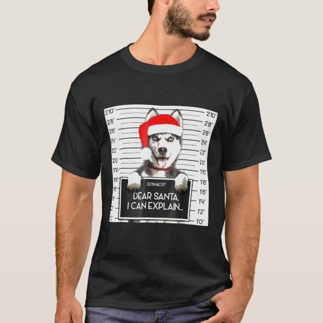 Julafton Siberian husky-Älskare Santa Hat-Hund jul T Shirt (Framsida)