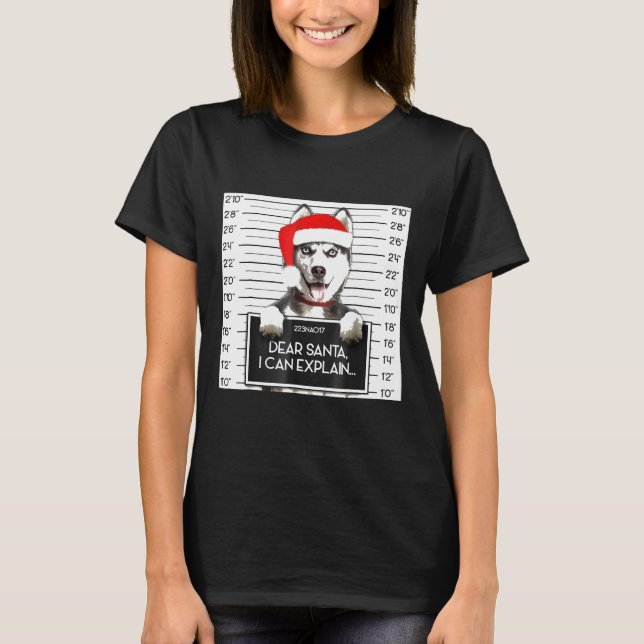 Julafton Siberian husky Älskare Santa Hat Hund jul T Shirt (Framsida)