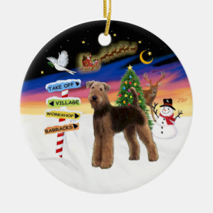 Julafton Signs - Airedale (stående) Julgransprydnad Keramik