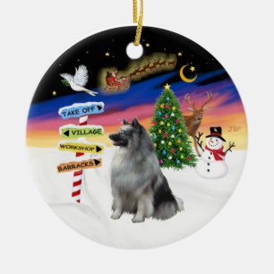 Julafton Signs - Keeshond #1 Julgransprydnad Keramik