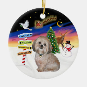 Julafton Signs - Lhasa Apso (L) Julgransprydnad Keramik