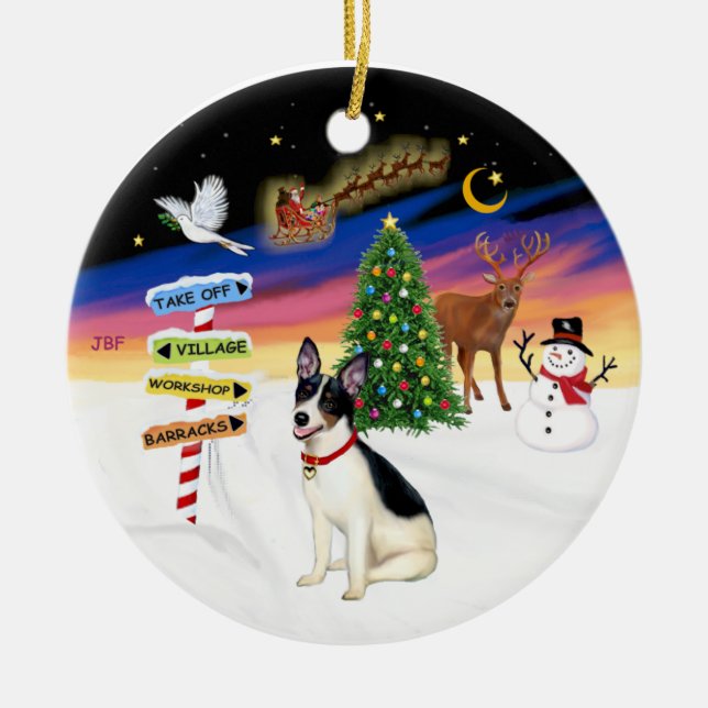 Julafton Signs - Råtta Terrier Julgransprydnad Keramik (Framsidan)