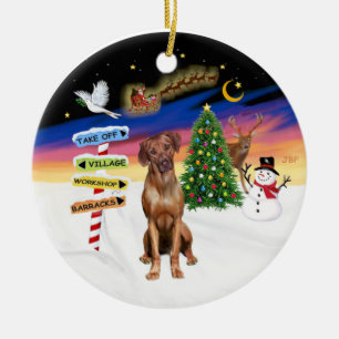 Julafton Signs - Rhodesian Ridgeback Julgransprydnad Keramik