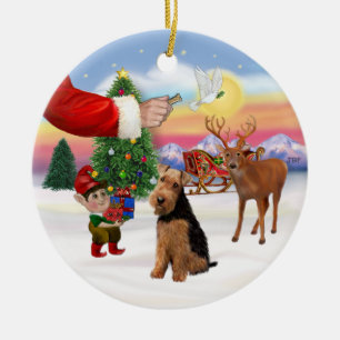 Julafton Signs - Welsh Terrier Julgransprydnad Keramik