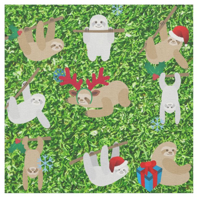 julafton sloth christmas-väv tyg (Närbild)