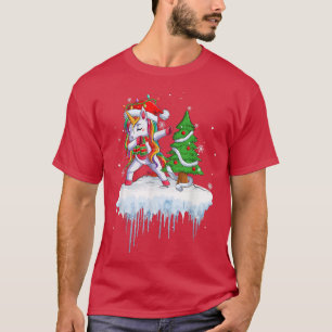 Julafton Snö Vinterjulafton Fairy Ljus Unicorn Da T Shirt