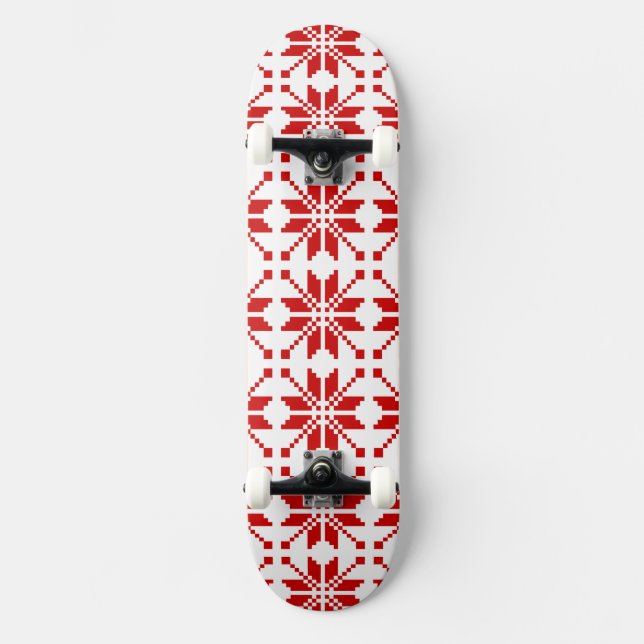 Julafton Snowflake-julen Mönster Old School Skateboard Bräda 18 Cm (Framsida)