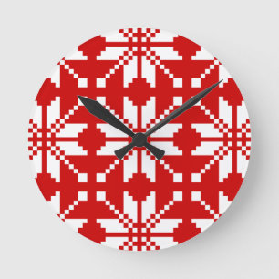 Julafton Snowflake-julen Mönster Rund Klocka