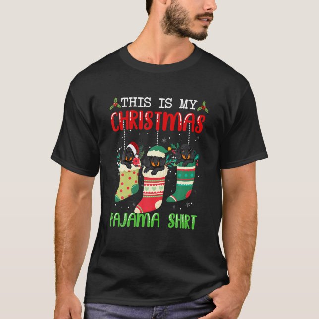 Julafton socklar Det här är min jul Pajama Dachshu T Shirt (Framsida)