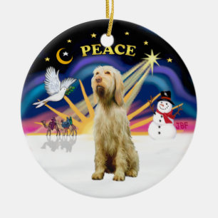 Julafton Soluppgång - Spinone Italiano (väktad) Julgransprydnad Keramik