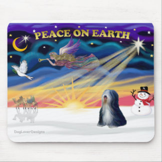 Julafton Soluppgång - tibetansk terrier (BW) Musmatta