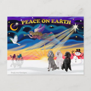 Julafton Soluppgång - tre Standard Pudel Helg Vykort