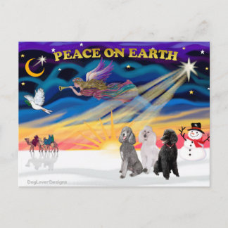 Julafton Soluppgång - tre Standard Pudel Helg Vykort