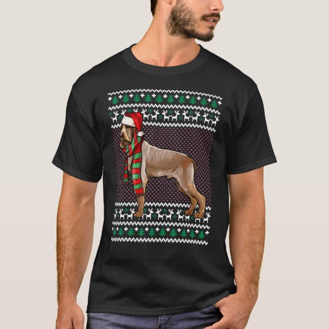 Julafton Spinoni Italiani Hund Santa Hat Ugly jul T Shirt (Framsida)
