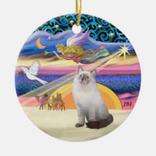 Julafton Star - Blue Cream Ragdoll cat Julgransprydnad Keramik
