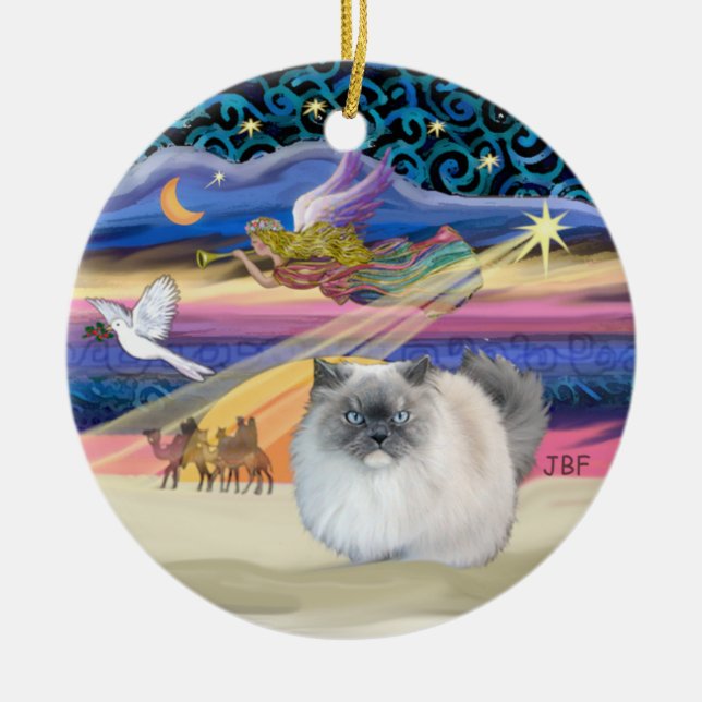 Julafton Star - Blue Smoke Himalayan cat Julgransprydnad Keramik (Framsidan)