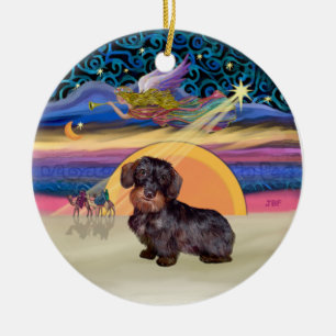 Julafton Star - kabelhyvlat Dachshund Julgransprydnad Keramik