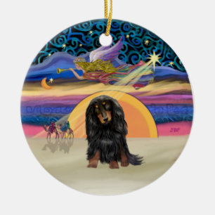 Julafton Star - Långfristigt Dachshund (BT) Julgransprydnad Keramik